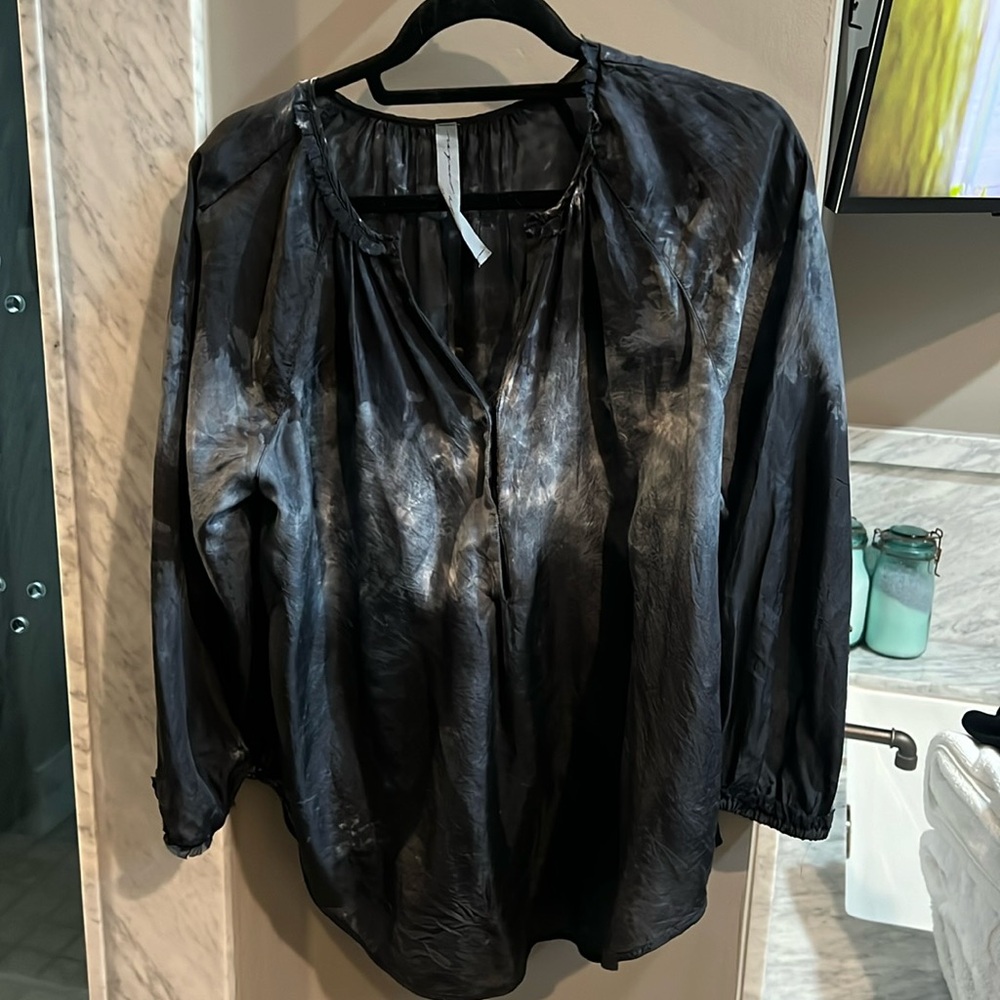 Blue silk blouse
